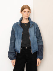 The Shira Denim Puffer Bomber Jacket