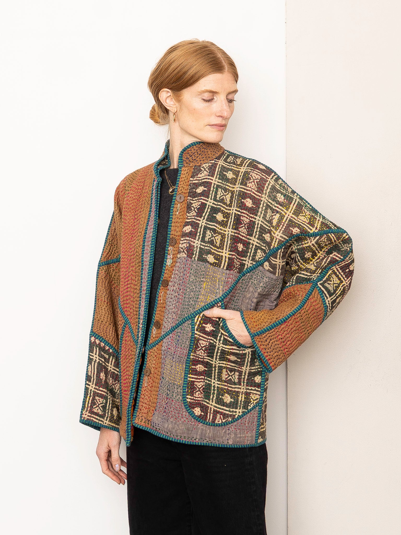 The Ladhiya Quilted Patchwork Kantha Jacket