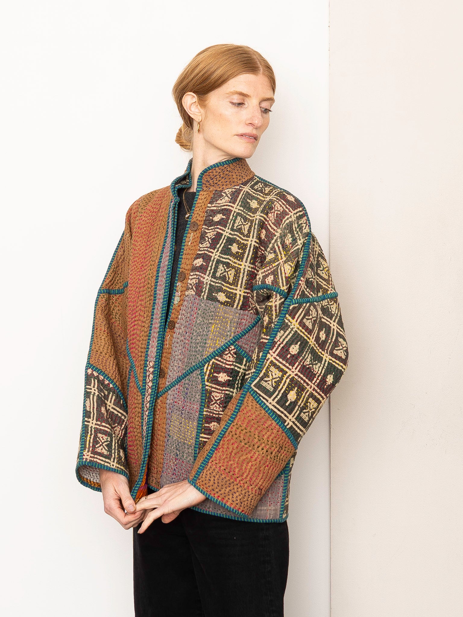 The Ladhiya Quilted Patchwork Kantha Jacket