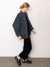 The Ishani Quilted Indigo Kantha Jacket