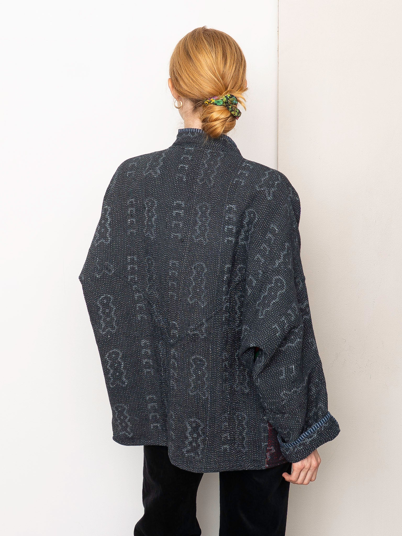 The Ishani Quilted Indigo Kantha Jacket