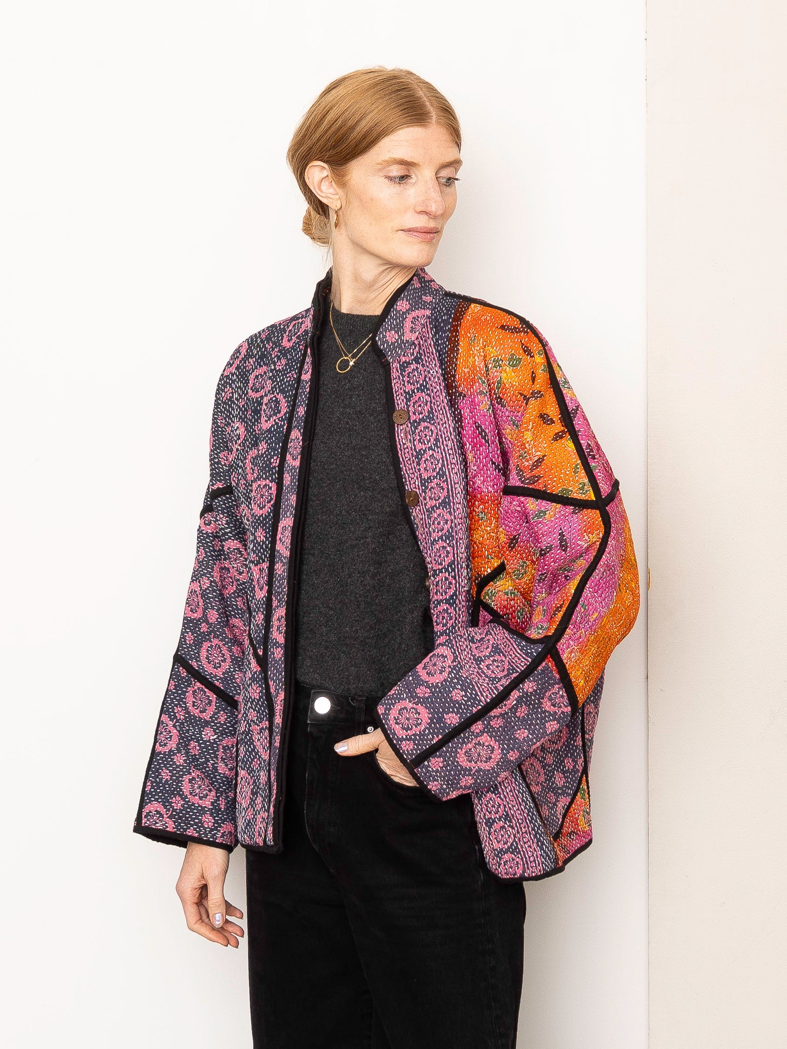 The Ladhiya Quilted Patchwork Kantha Jacket