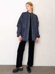 The Ishani Quilted Indigo Kantha Jacket
