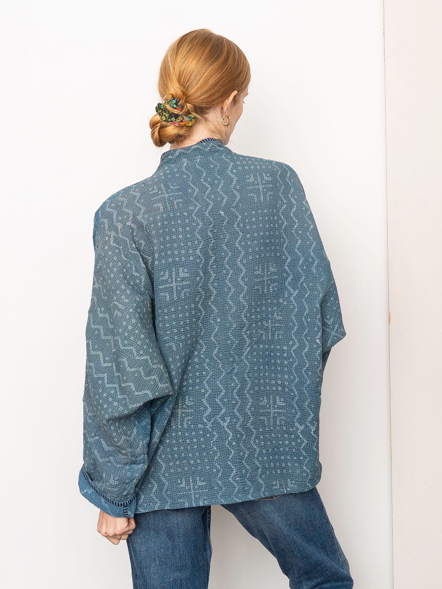 The Ishani Quilted Indigo Kantha Jacket