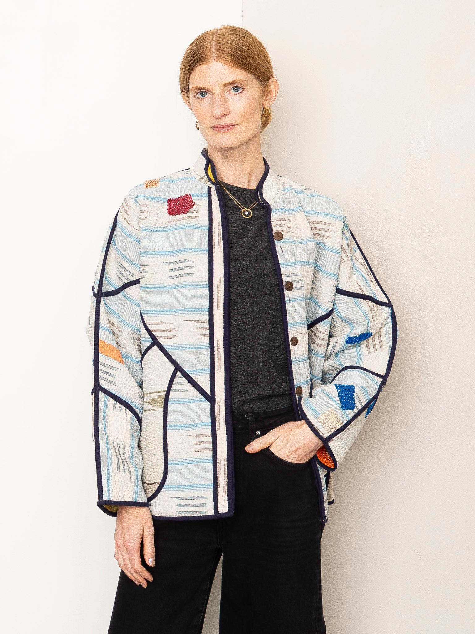 The Ladhiya Quilted Patchwork Kantha Jacket