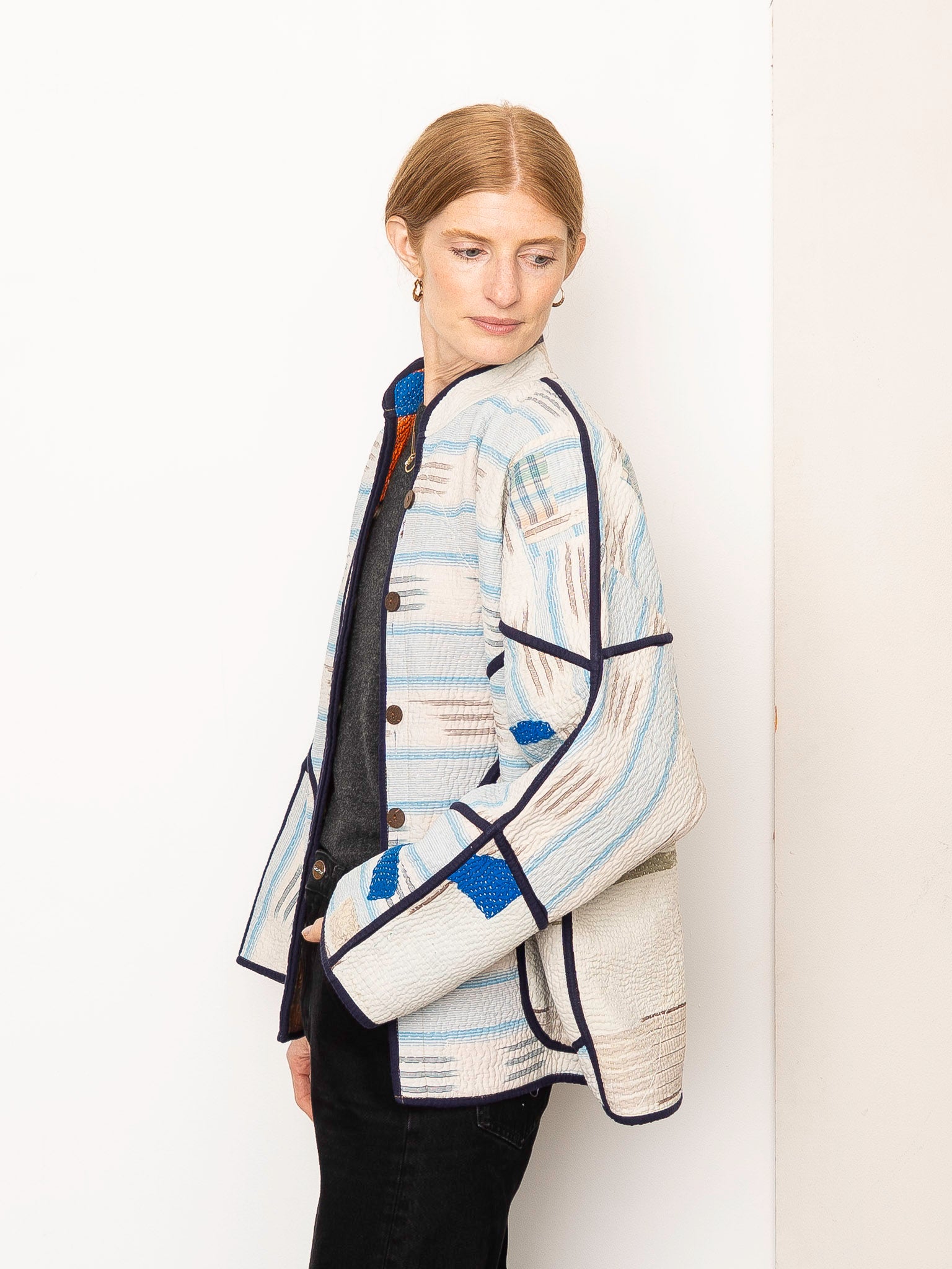 The Ladhiya Quilted Patchwork Kantha Jacket