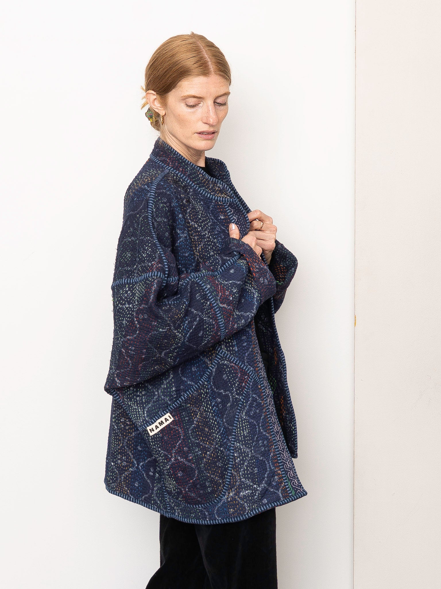 The Ishani Quilted Indigo Kantha Jacket