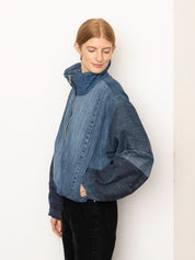 The Shira Denim Puffer Bomber Jacket