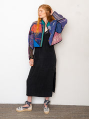 The Kaira Cropped Quilted Patchwork Kantha Jacket