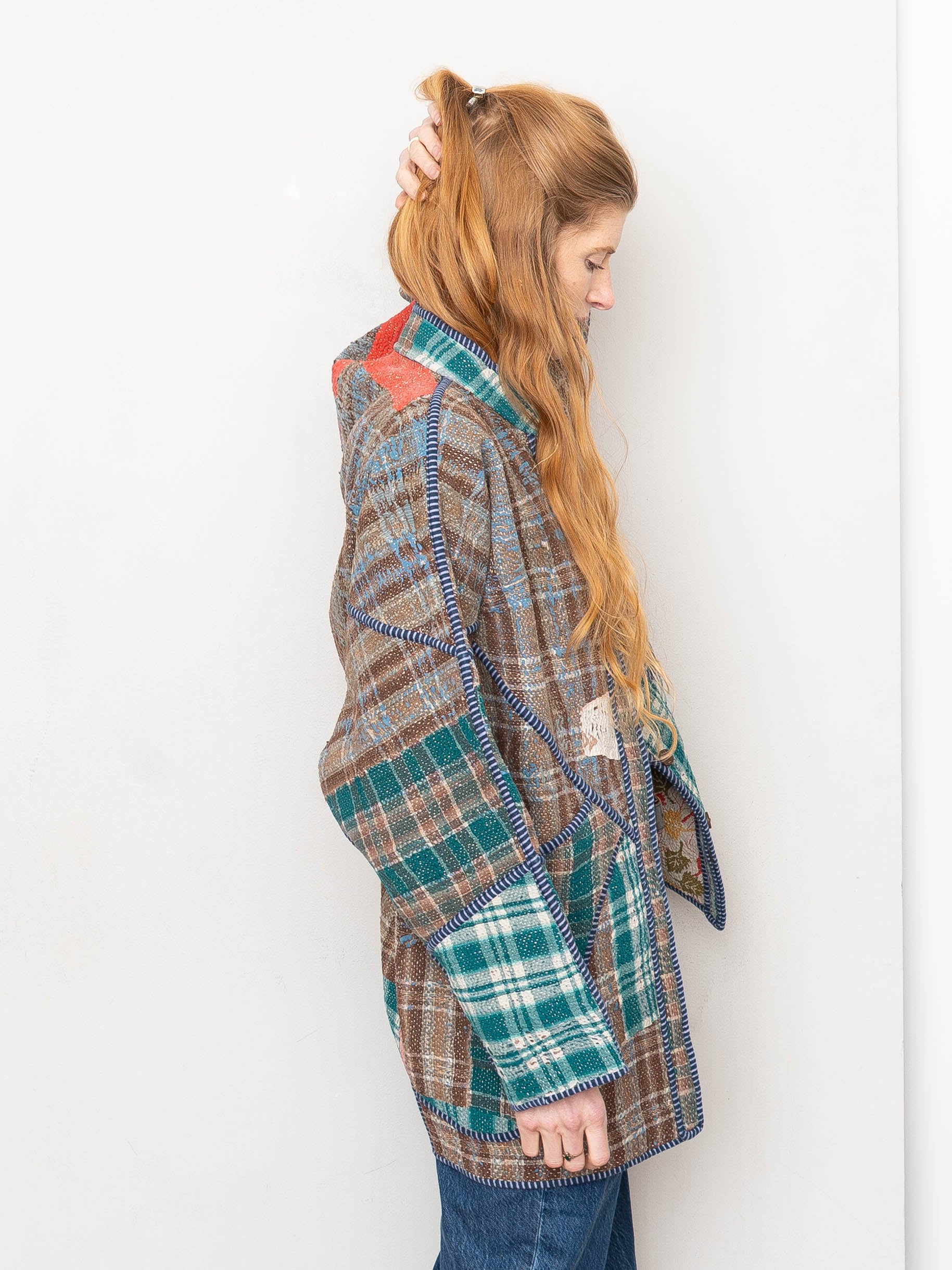 The Narmada Quilted Patchwork Kantha Jacket