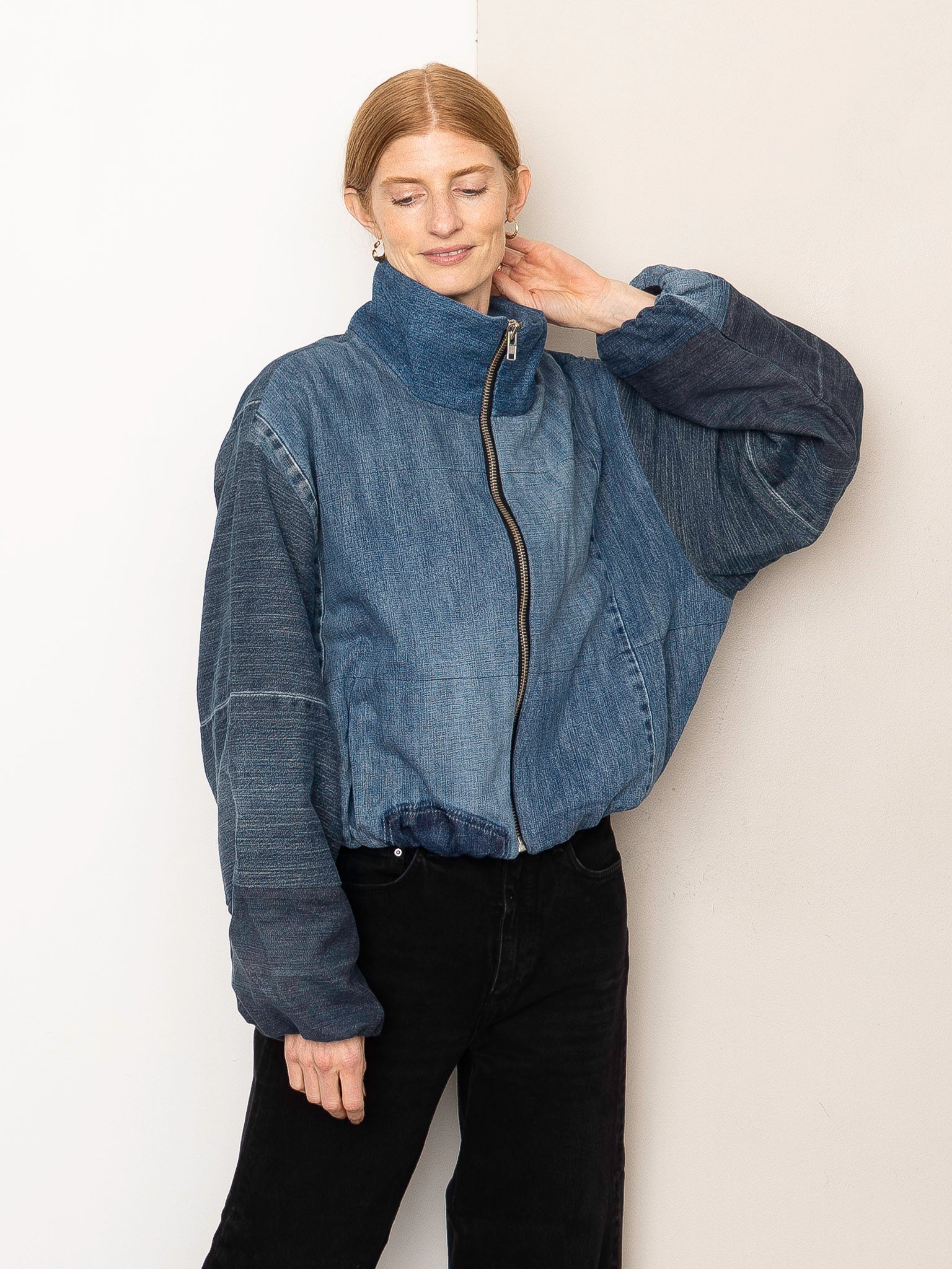 The Shira Denim Puffer Bomber Jacket