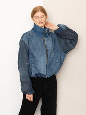 The Shira Denim Puffer Bomber Jacket