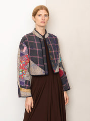 The Kaira Cropped Quilted Patchwork Kantha Jacket