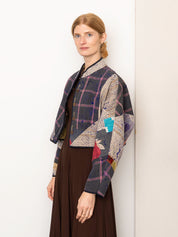 The Kaira Cropped Quilted Patchwork Kantha Jacket