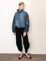 The Shira Denim Puffer Bomber Jacket