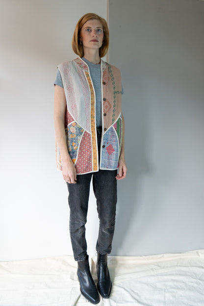 The Ladhiya Quilted Patchwork Kantha Vest