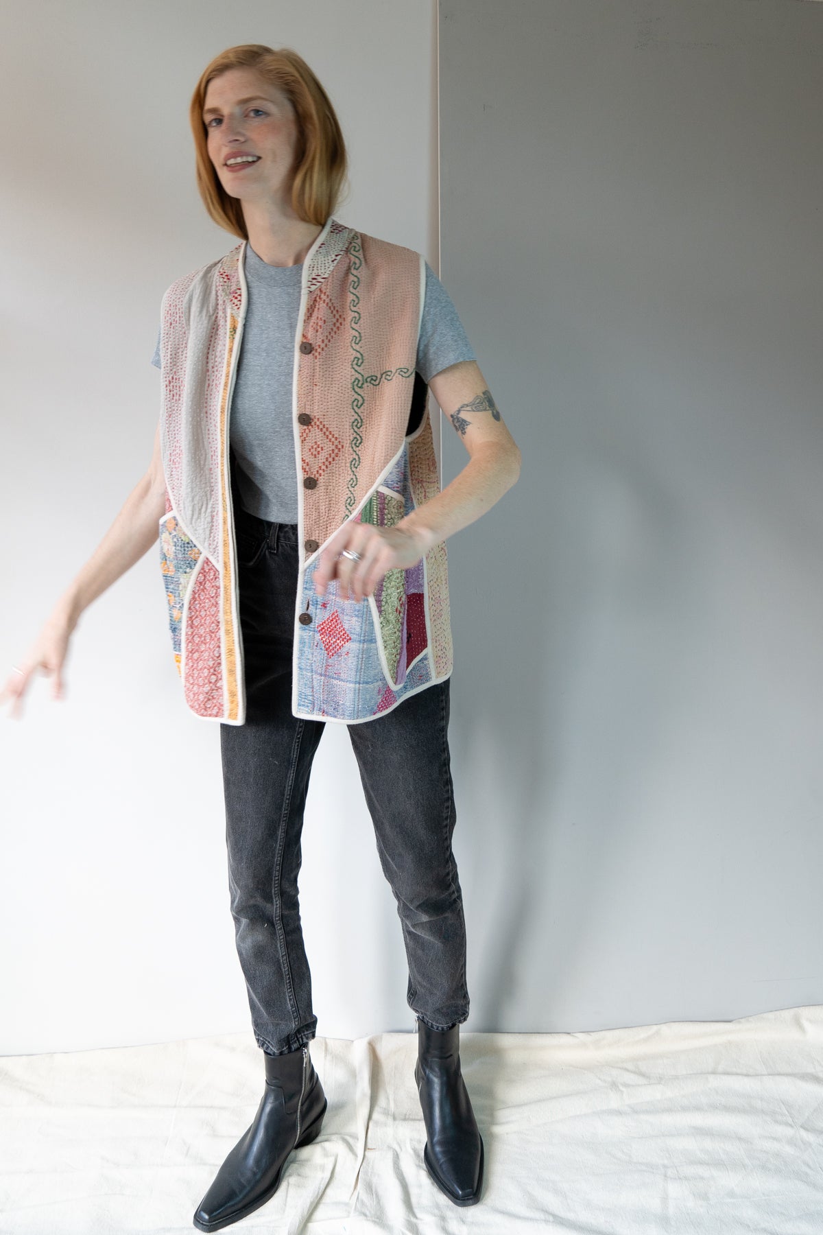 The Ladhiya Quilted Patchwork Kantha Vest