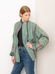 The Ishani Quilted Indigo Kantha Jacket