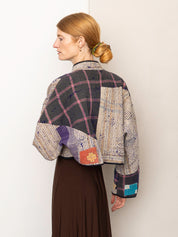 The Kaira Cropped Quilted Patchwork Kantha Jacket