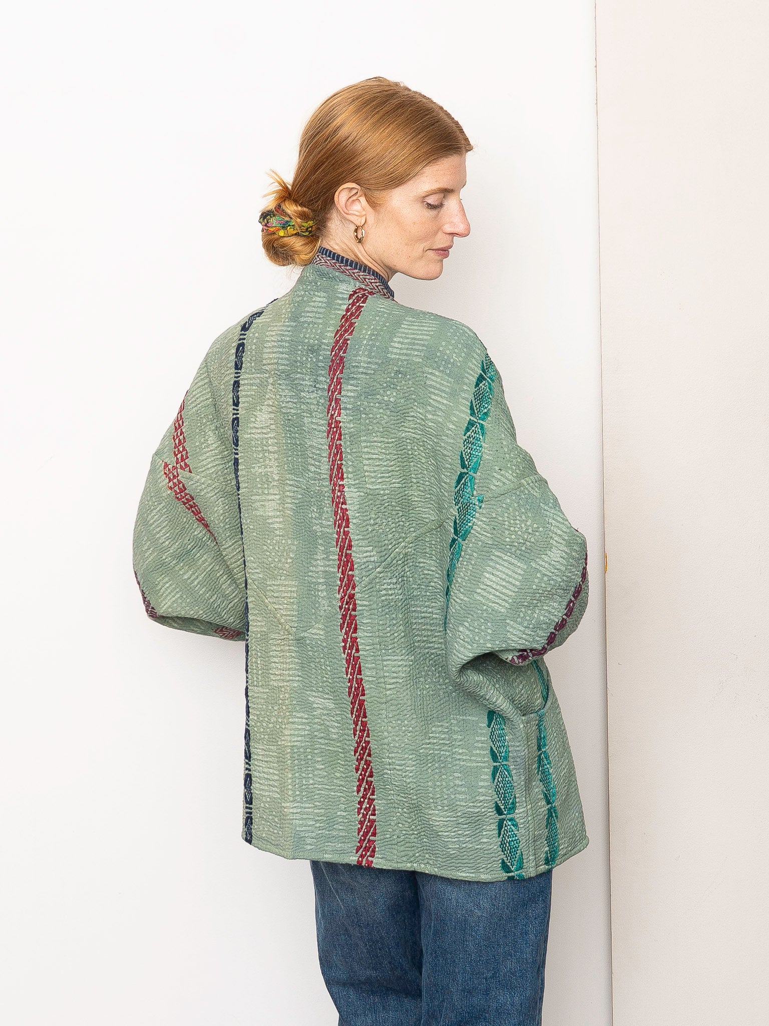 The Ishani Quilted Indigo Kantha Jacket