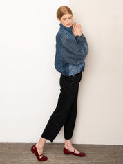 The Shira Denim Puffer Bomber Jacket