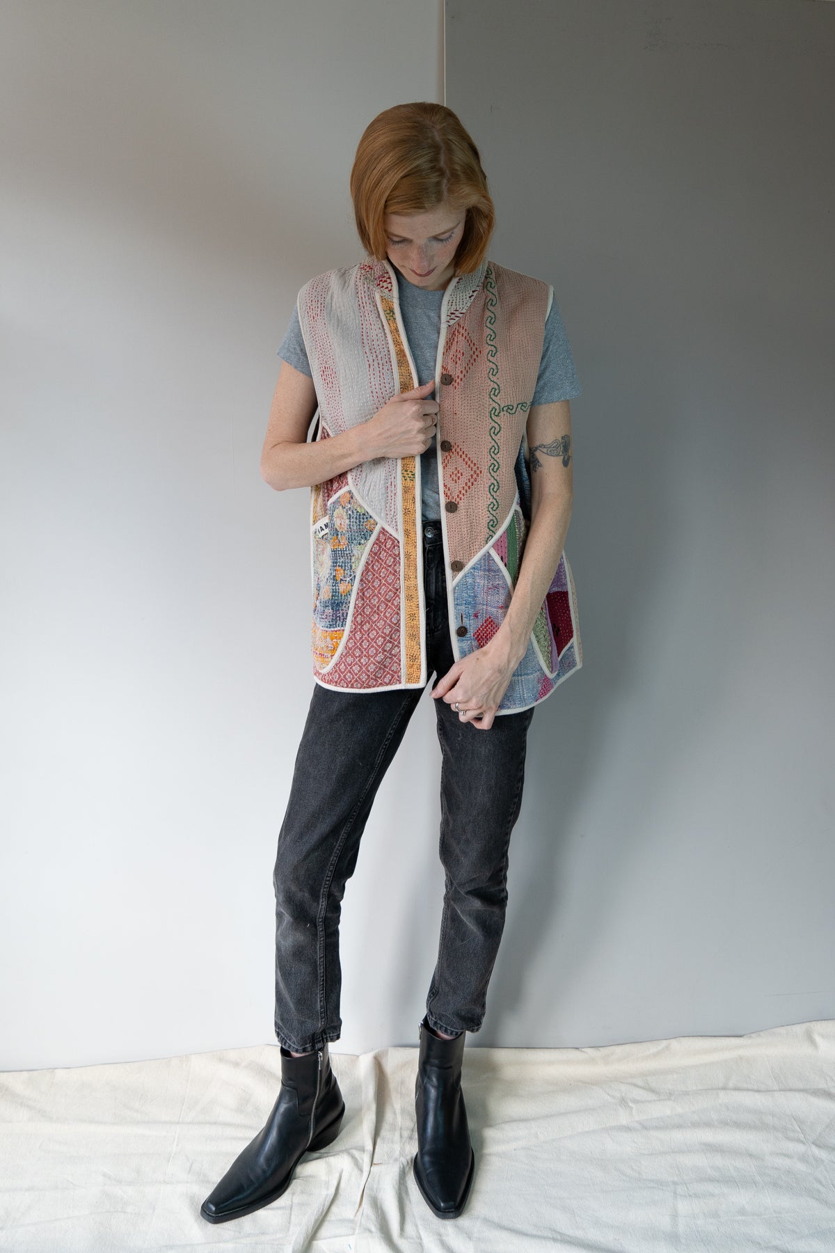 The Ladhiya Quilted Patchwork Kantha Vest