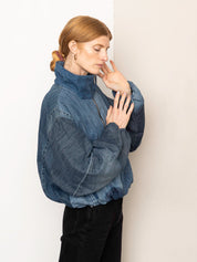The Shira Denim Puffer Bomber Jacket