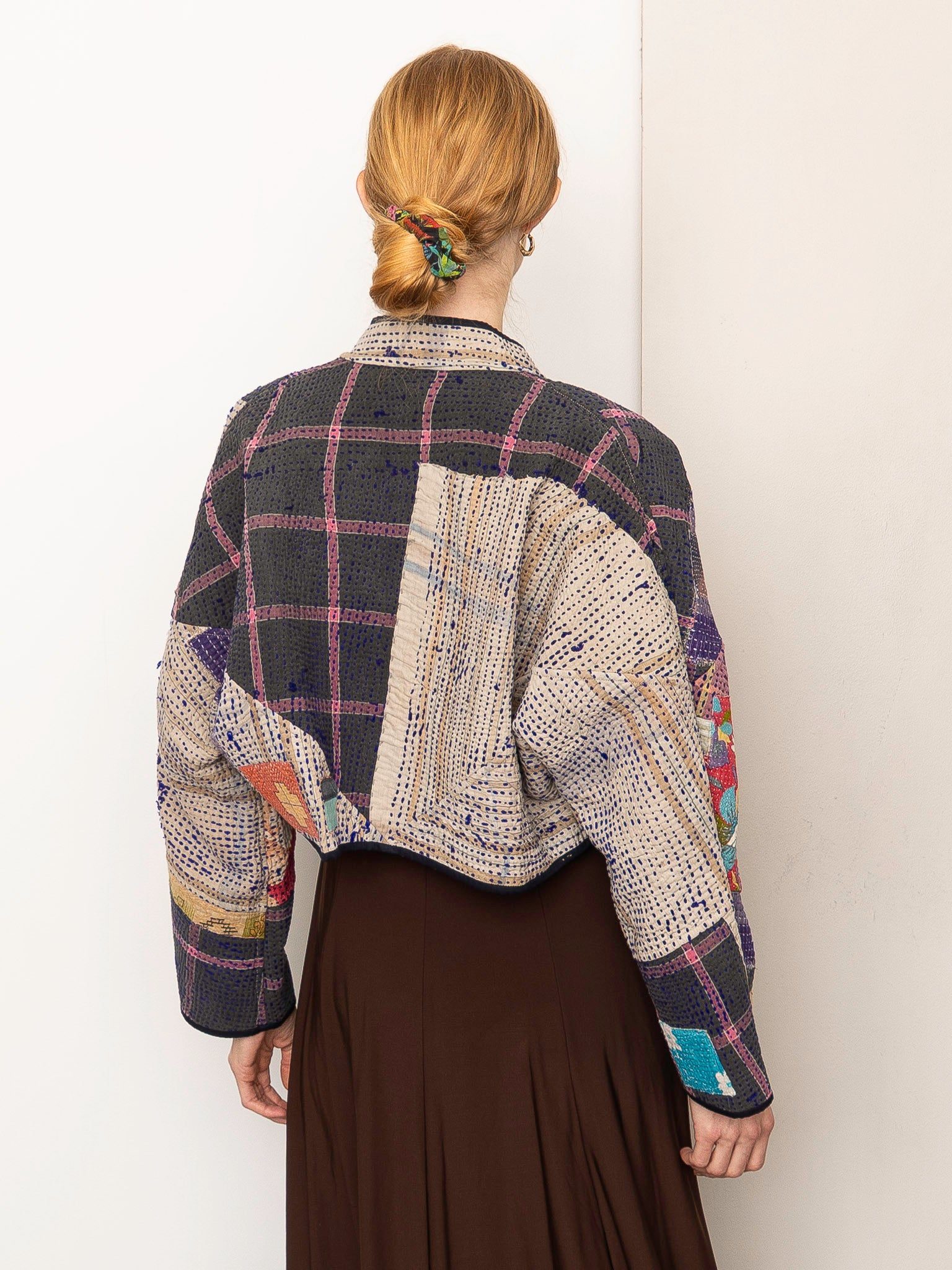 The Kaira Cropped Quilted Patchwork Kantha Jacket