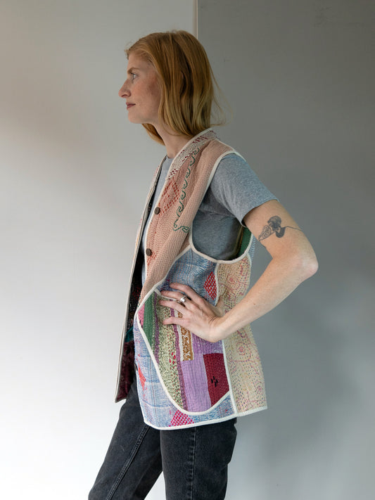 The Ladhiya Quilted Patchwork Kantha Vest