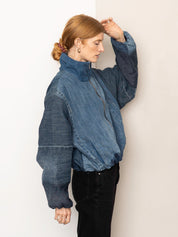 The Shira Denim Puffer Bomber Jacket