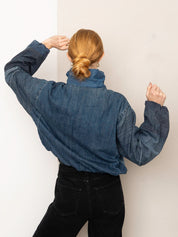 The Shira Denim Puffer Bomber Jacket