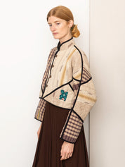 The Kaira Cropped Quilted Patchwork Kantha Jacket