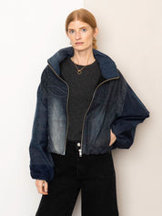 The Shira Denim Puffer Bomber Jacket