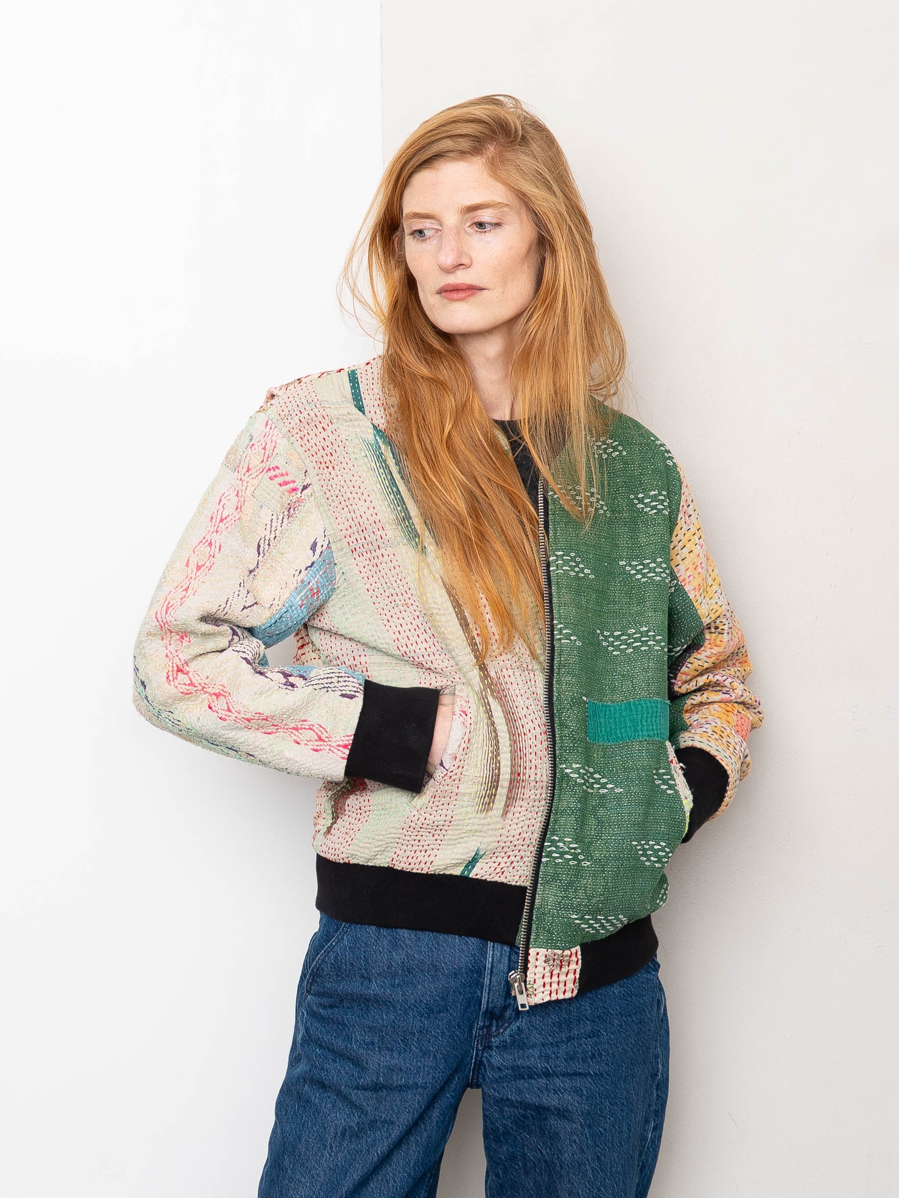 The Veda Quilted One-of-a-Kind Bomber Jacket - Medium