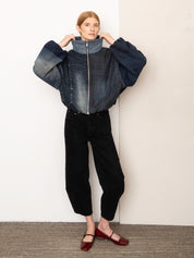 The Shira Denim Puffer Bomber Jacket