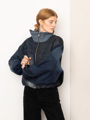 The Shira Denim Puffer Bomber Jacket