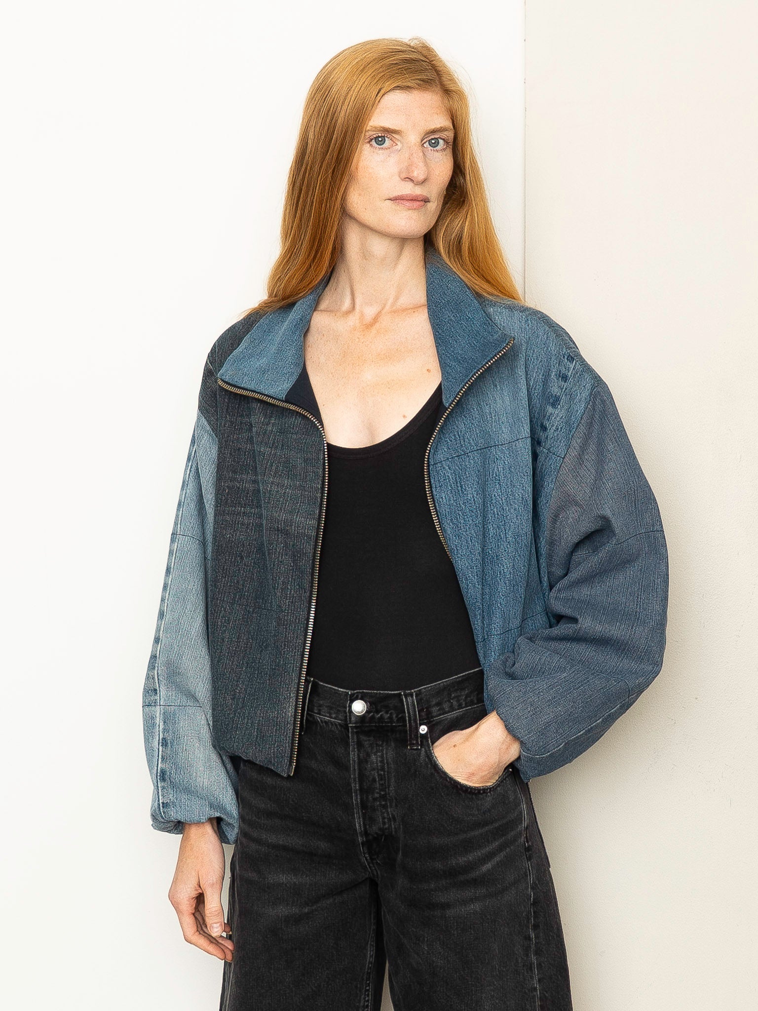 The Shira Denim Puffer Bomber Jacket Wholesale