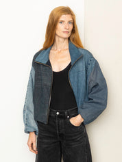The Shira Denim Puffer Bomber Jacket Wholesale