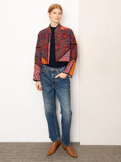 The Kaira Cropped Quilted Patchwork Kantha Jacket