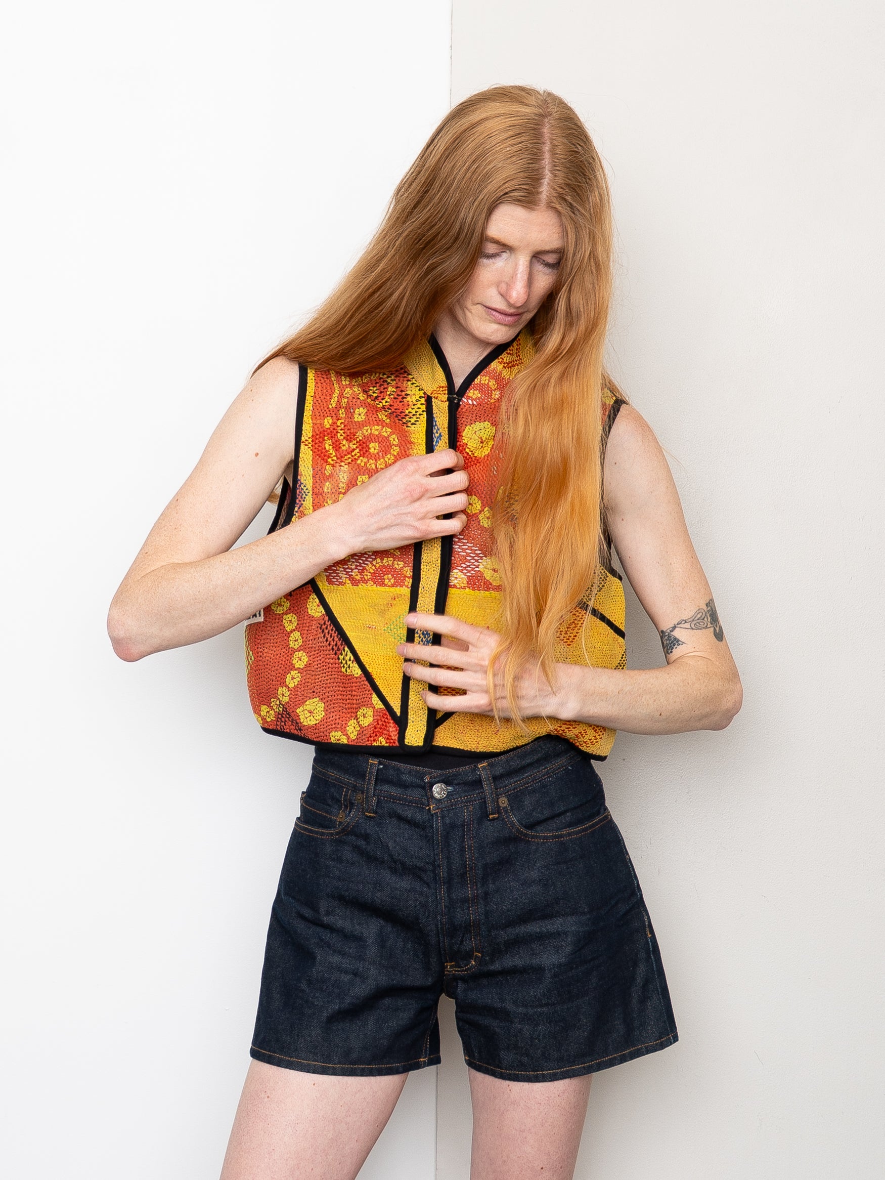 The Kaira Quilted Patchwork Kantha Vest