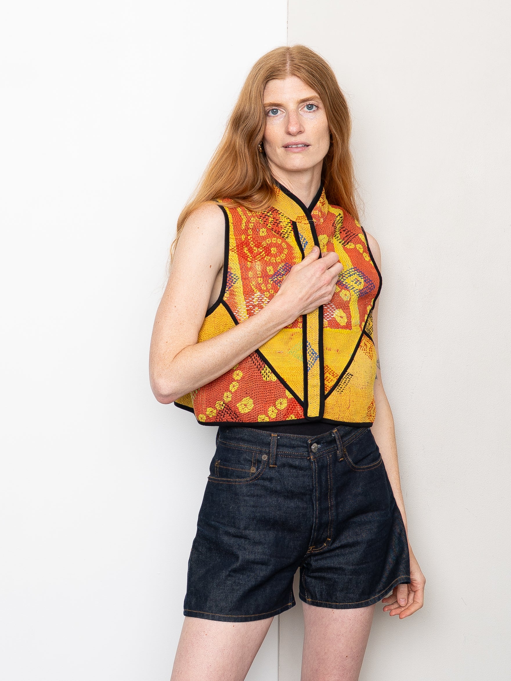 The Kaira Quilted Patchwork Kantha Vest