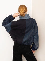 The Shira Denim Puffer Bomber Jacket