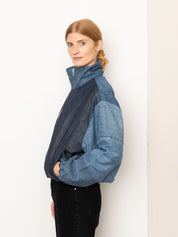 The Shira Denim Puffer Bomber Jacket