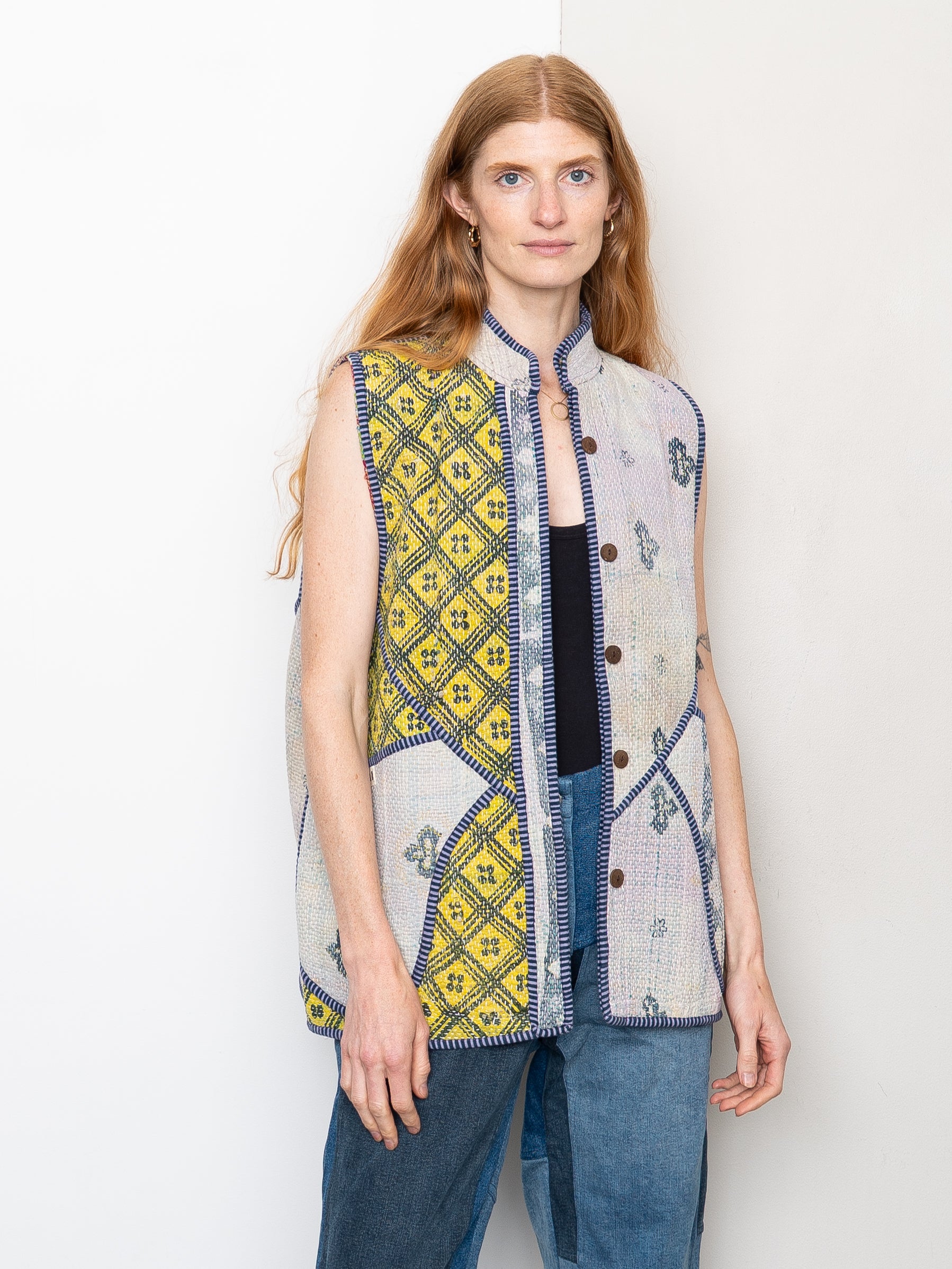 The Ladhiya Quilted Patchwork Kantha Vest