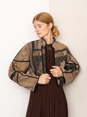 The Kaira Cropped Quilted Patchwork Kantha Jacket