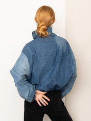 The Shira Denim Puffer Bomber Jacket