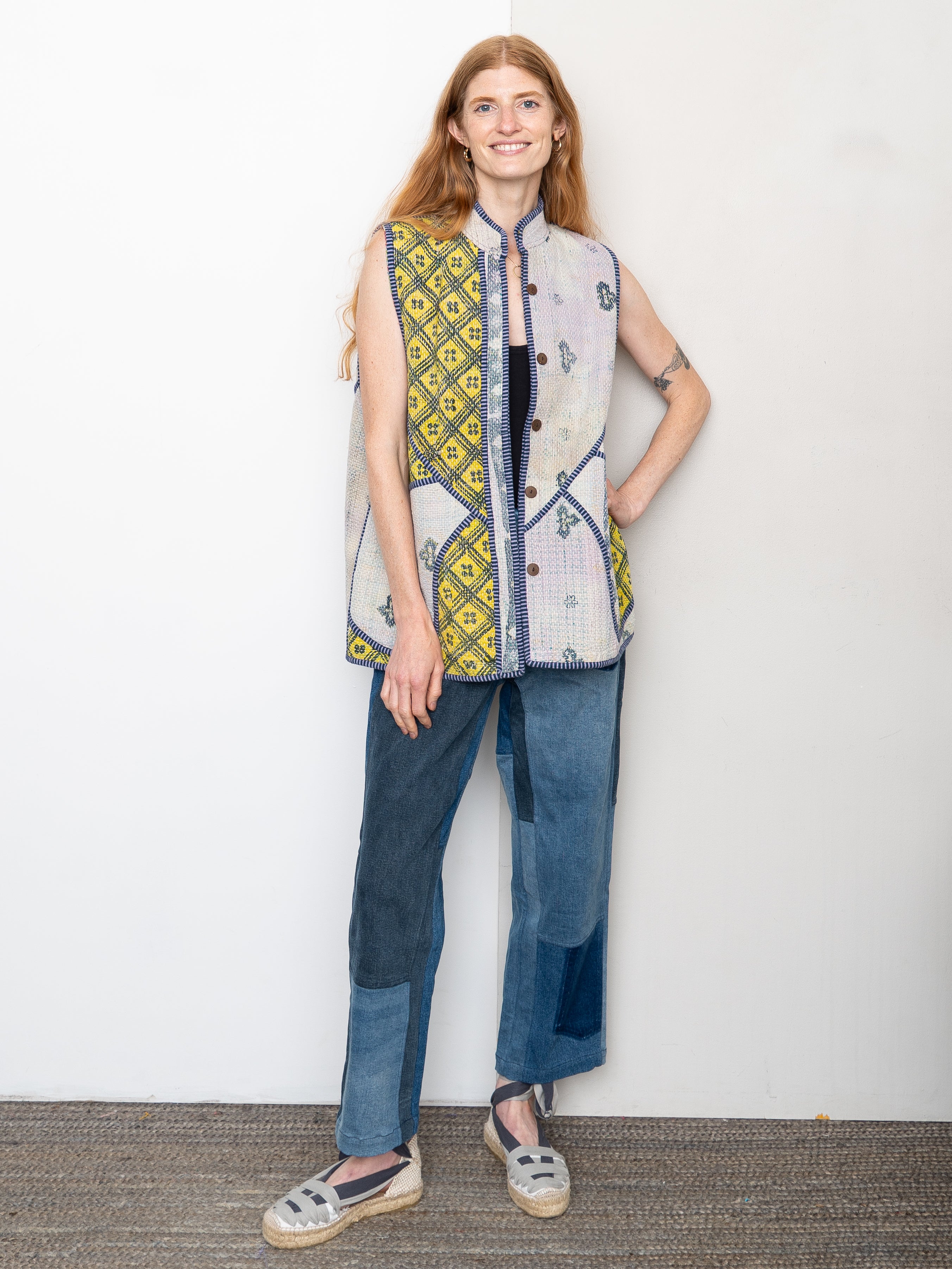 The Ladhiya Quilted Patchwork Kantha Vest