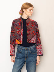 The Kaira Cropped Quilted Patchwork Kantha Jacket