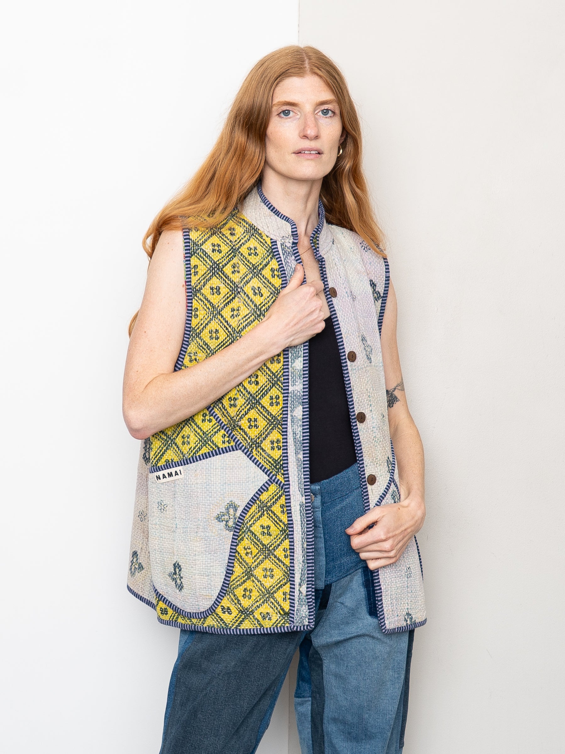 The Ladhiya Quilted Patchwork Kantha Vest