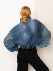The Shira Denim Puffer Bomber Jacket